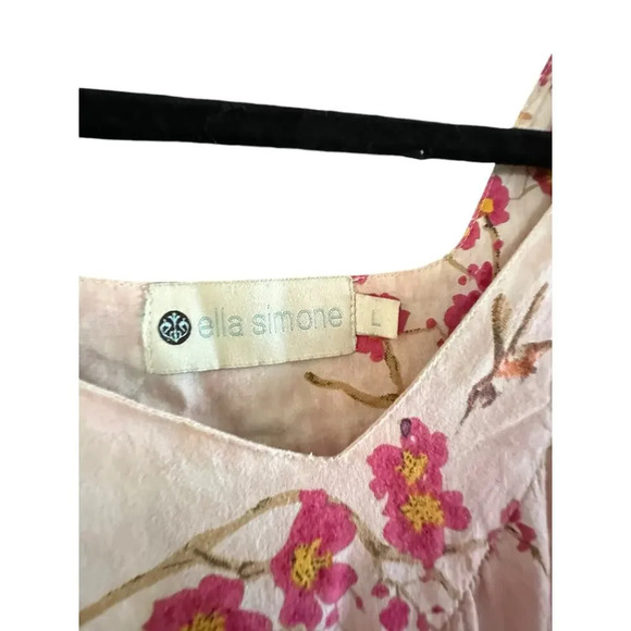 Ella Simone Cherry Blossom Print 100% Cotton nightgown  Size L - Picture 4 of 9
